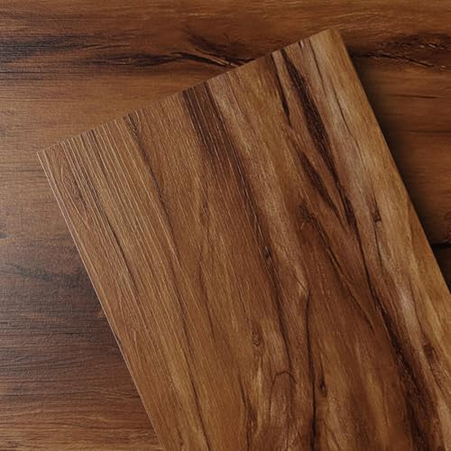 GreenFullHouse Vinyl Bodenbelag Lino Bodenbelag Selbstklebende Boden Peel und Stick Bodenfliesen 2.0mm dick wasserdicht für Wohnzimmer Schlafzimmer Badezimmer Küche(5.02㎡,Warmes Braun)