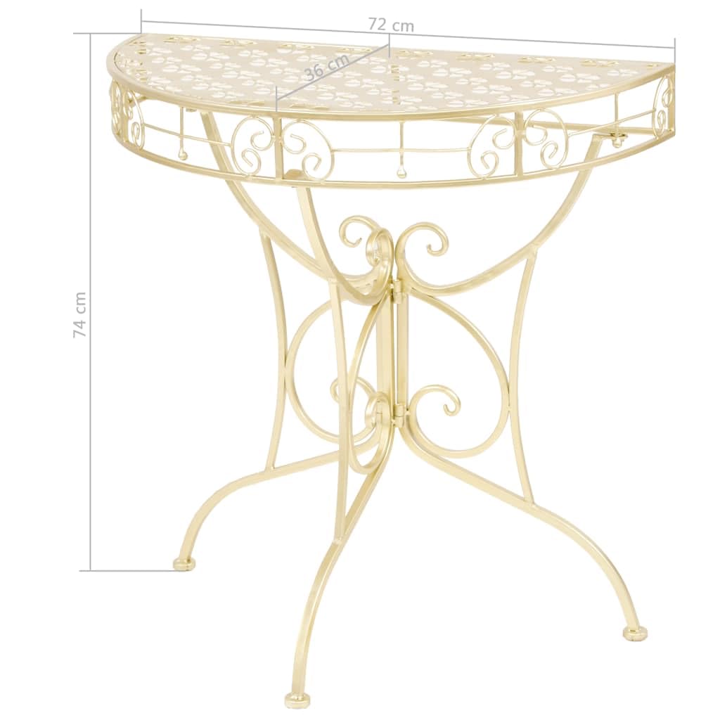 vidaXL Table d'Appoint Vintage Demi-Ronde Métal Doré Table Auxiliaire Console