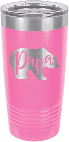 Miniatura 10 de PAPA BEAR MAROON Vaso de bebida de 20 onzas con pajita  Taza de viaje grabada con láser  Comparar con Yeti Rambler  Idea de regalo para papá para el