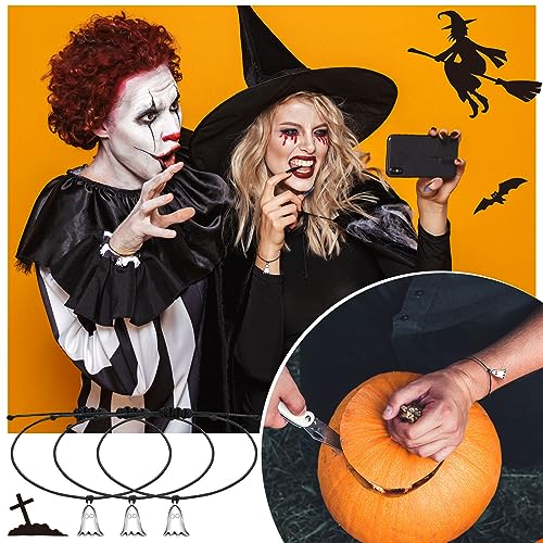 40 Sets Halloween Pumpkin Ghost Charm Wish Bracelet with Greeting Card Halloween Pumpkin Gifts for Women Girls2