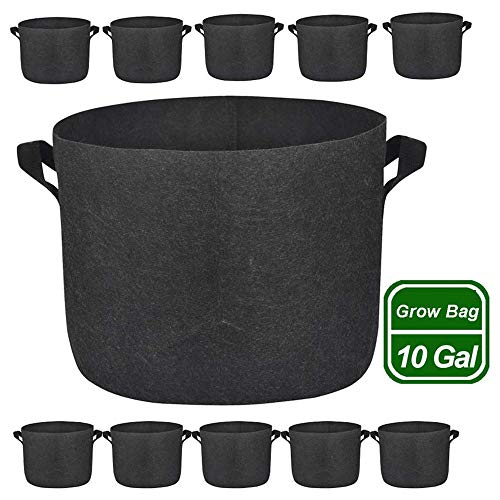WeiJX 10-Pack 10 galloni Crescere Borse, Heavy Duty Ispessito Tessuto Non Tessuto pianta vasi con Maniglie, Indoor & Outdoor Grow contenitori per Frutta e Verdura