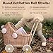 Wiklibox Natural Rattan Doll Stroller - Hand Made in Europe - Fits 17