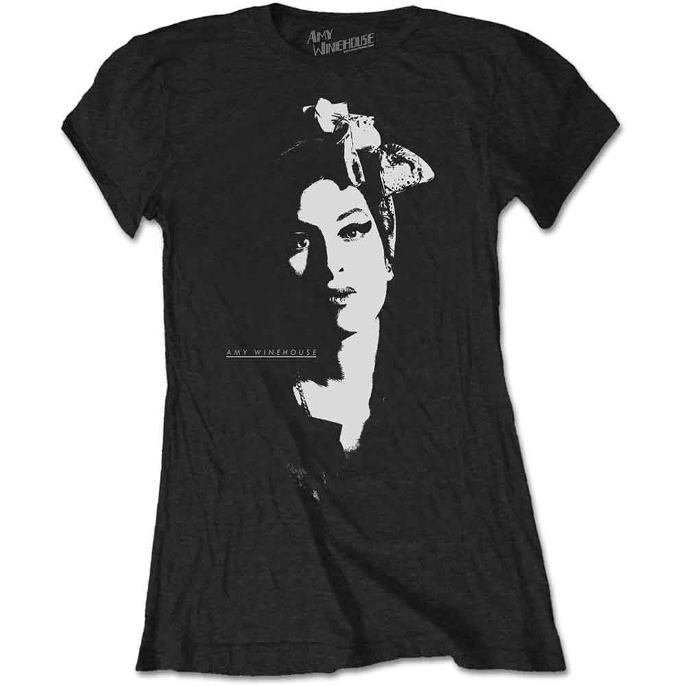 Amy Winehouse Portrait Recycled Cotton Jersey T-Shirt, Black, XS