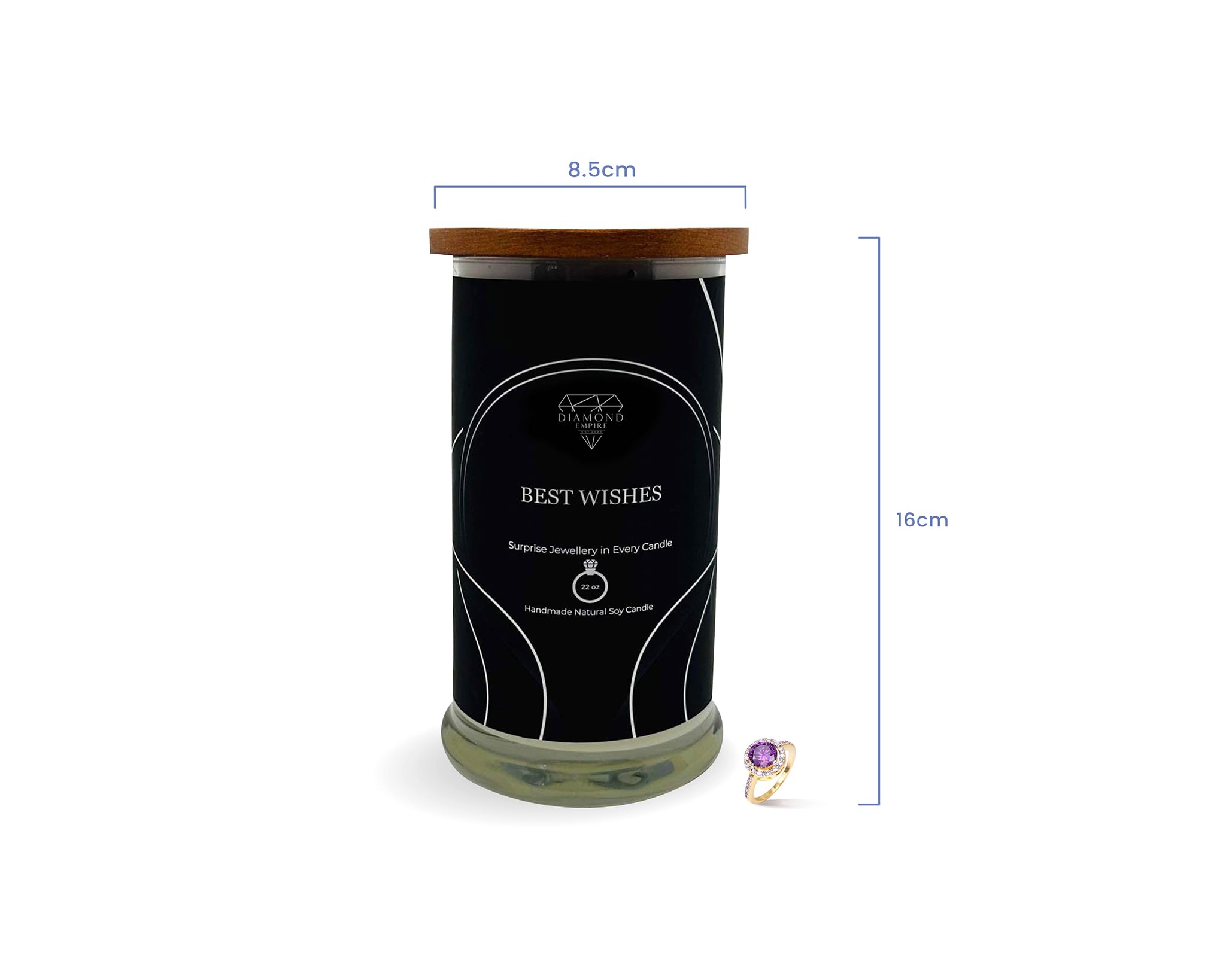 Diamond Empire Candele Best Wishes con gioielli a sorpresa all'interno (gioielli del valore fino a £2.500), candele altamente profumate, set regalo per anniversario, compleanno, matrimonio | 2