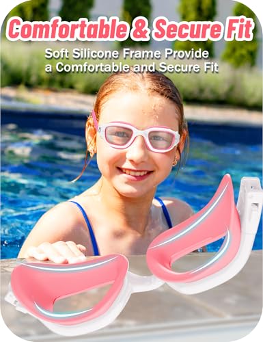 Image of Vvinca Kids Swim Goggles, Swimming Goggles for Kids 3-14 Anti-Fog UV Protection No Leak Pool Glasses for Boys Girls