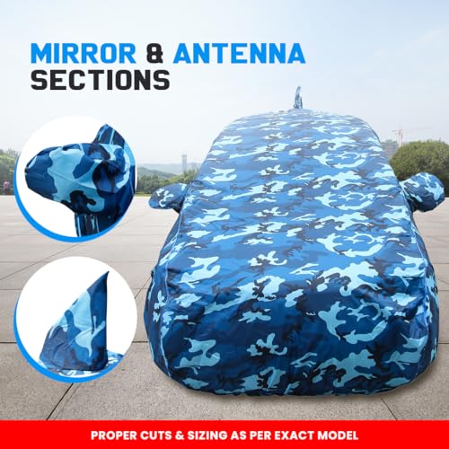 Image of Autofact 100% Waterproof Car Body Cover Compatible with Skoda Fabia (2022 to 2023), with Mirror and Antenna Pockets,4 x 4 American Matty, Long Lasting Durable Material, Camouflage Airforce Look