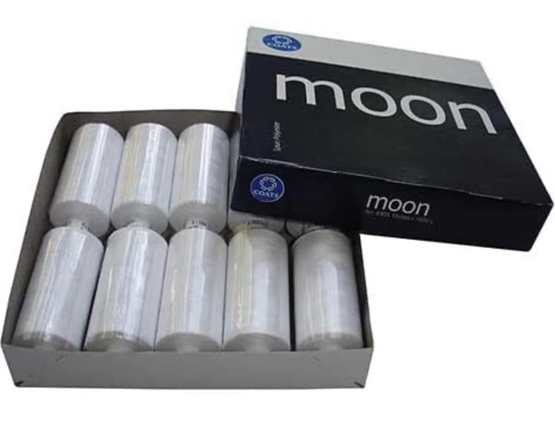 Coats Moon 120s Sewing Machine Polyester Thread Cotton 1000yds - 10 reels/white