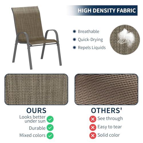 Image of Amopatio Patio Chairs Set of 4, Outdoor Stackable Dining Chairs for All Weather, Breathable Garden Outdoor Furniture for Backyard Deck(Dark Brown)