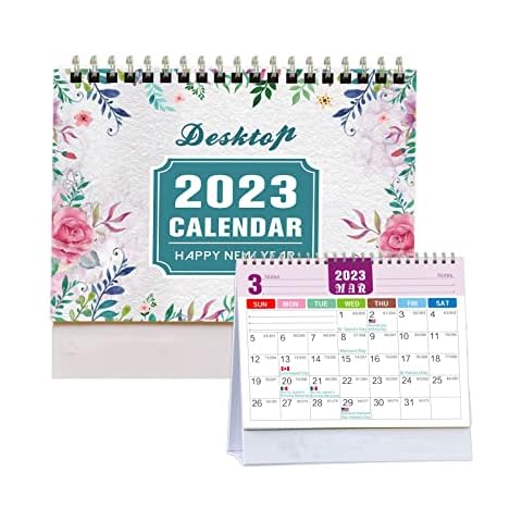 Desk Calendar 2023 - Standing Flip Calendar 2023, Jan 2023 - Dec 2023, 12 Months Desktop Calendar, 8.3" x 8.3", Thick Paper, Strong Binding, Stand Up Calendar, with Memo Pages ＆ Blank Blocks Cover