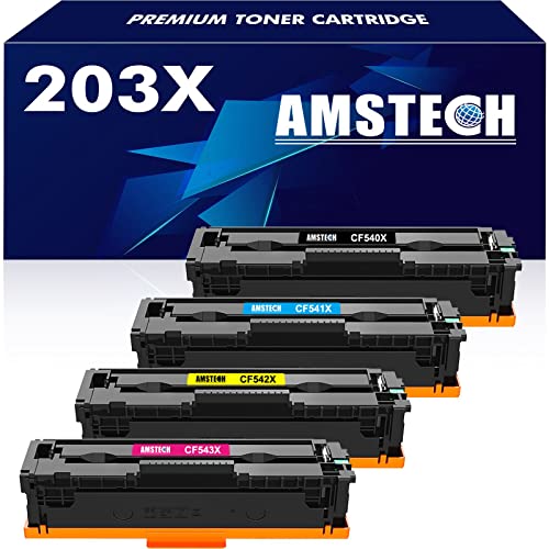 4er-Pack Kompatibel 203X 203A Tonerkartusche als Ersatz für HP M281fdw Toner Color Laserjet Pro MFP M254dw M281fdn M281cdw M280nw M254nw M254dn M281 M254 N280 CF540X CF540A - Schwarz Cyan Gelb Magenta