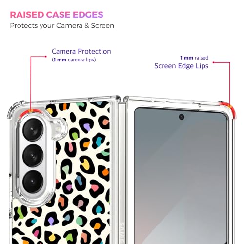 GlamCase for Samsung Galaxy Z Fold 5 5G, Samsung Z Fold 5 Clear Case - Leopard Skin Multicolor Pattern Printed Crystal Clear Shockproof Protective Designer Back Clear Case for Galaxy Fold 5 by GlamCase - Used condition - Image 6