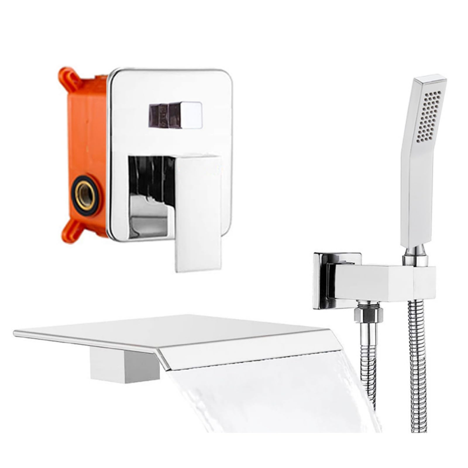 Ch Rubinetto a pioggia a parete per vasca da bagno, set Clete con doccia portatile e incasso nascosto, ry Miscelatore acqua bagno
