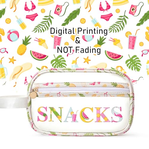 Image of COSHAYSOO Clear SNACKS Bags Travel Pouch for Women Girls Cute Summer Beach Vacation Pool Lake Day Must Have Essentials, Teens Camp Gym Sports Park Trip Accessories Gift Bag Stuffers