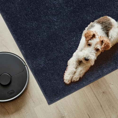 PURRUGS Easy Care Area Rug 4ft x 6ft, Non-Slip Machine Washable Entryway Rug, Dog Door Mat, Stain Resistant Accent Rug for Hallway, Living Room, Bedroom and Mudroom, Navy Blue