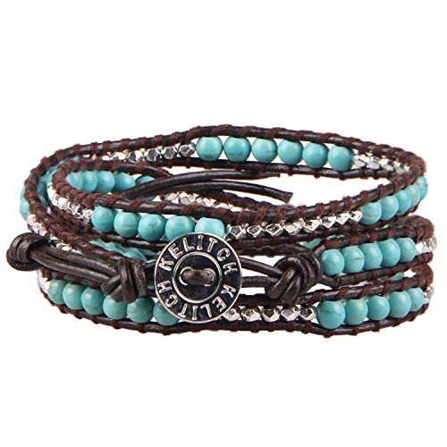 Image of KELITCH New Star Turquoise Bracelets Love Silver Beads 3 Wrap Bracelet Women Shell Pearl Bracelets