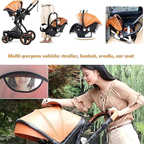 3-in-1 kinderwagenwagen Opvouwbare luxe kinderwagen wandelwagen Schokabsorberende veren High View kinderwagen… - Afbeelding 8