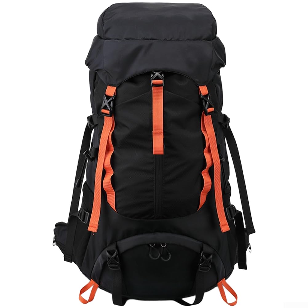 Zaino da trekking 36-55L impermeabile zaino da viaggio leggero poliestere campeggio con copertura antipioggia scomparti multipli (grigio)