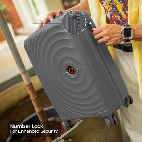 Image of Nasher Miles Polypropylene Spinner Seattle Hard-Sided Cabin Luggage 20 inch | 55cm | 8 Wheels Small Trolley Bag for Travel | Suitcase (Grey)