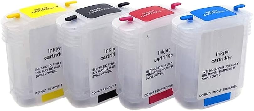 Empty 10 Pack 82 Refillable Ink Cartridge Set 4Color Compatible with Designjet 500 500PS 800 800PS Printers Auto Reset Chip Included