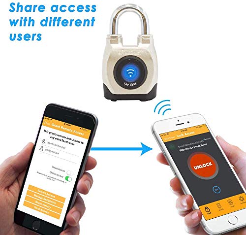eGeeTouch 4th GEN. Outdoor Smart Padlock, Weatherproof, Rugged Design for Commercial use, Bluetooth + NFC (Short Shackle)