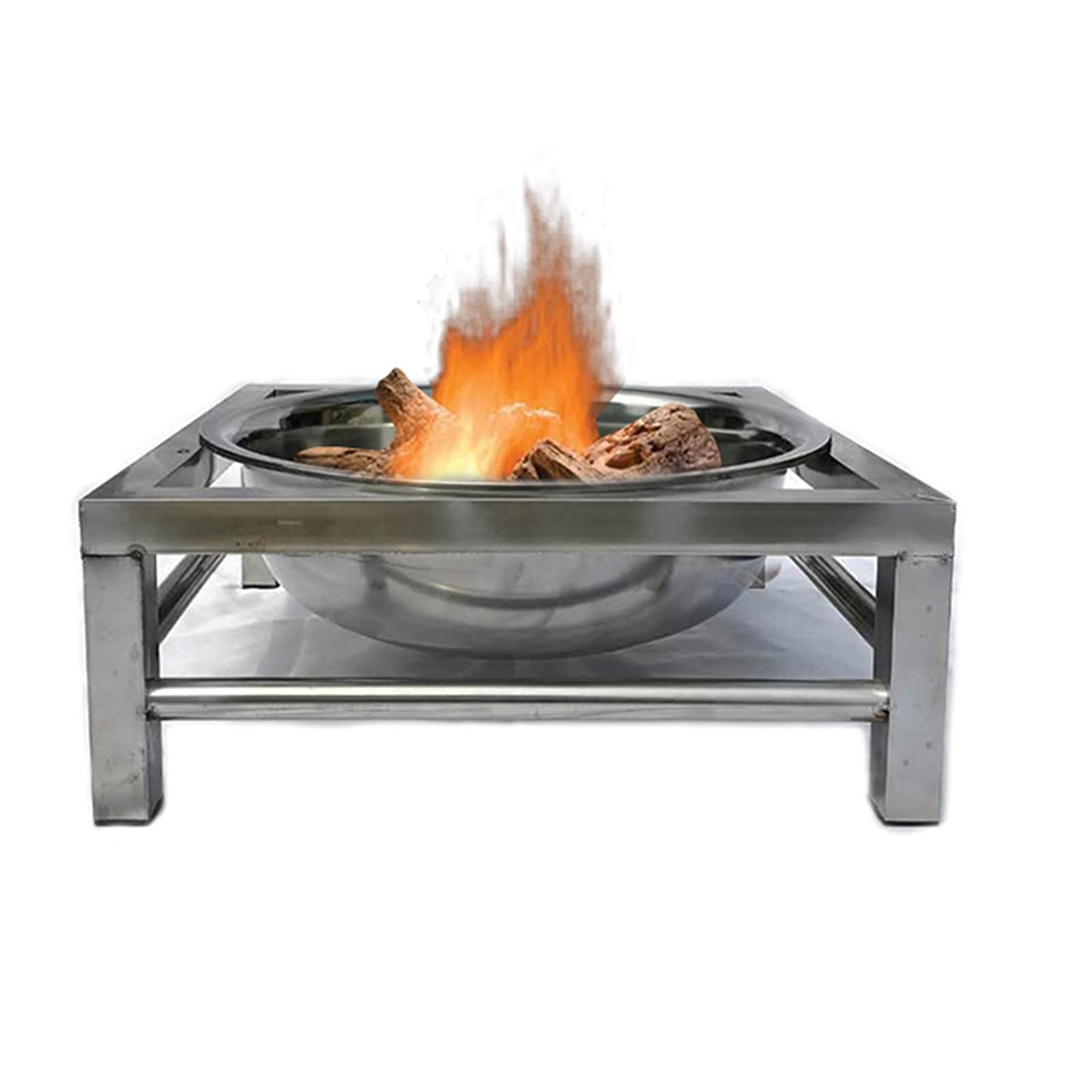 Stainless Steel Fire Pit, Outdoor Wood Burning Fire Pit with BBQ Grill Shelf 3 in 1 Fire Bowl for Camping Picnic Patio Backyard