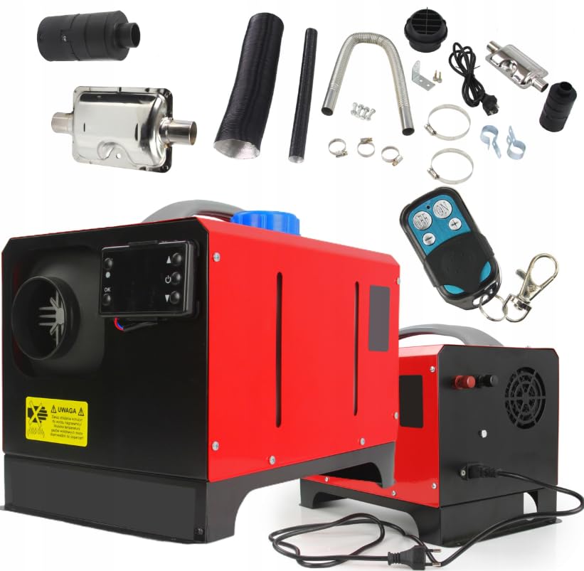 9kW Canon à Air Chaud Diesel, 12V/230V Chauffage Mobile avec LCD et Télécommande, pour Voiture/Camping-Car/Bateau/Chantier