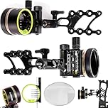 wolfman Archery Compound Bow Sight 5 Pin 0.019" Fiber Optics Micro Adjustment Bow Sight Hunting Sight with Sight Light for Right Hand & Left Hand Archery Accessories (6 inch sight + lens, 6x)
