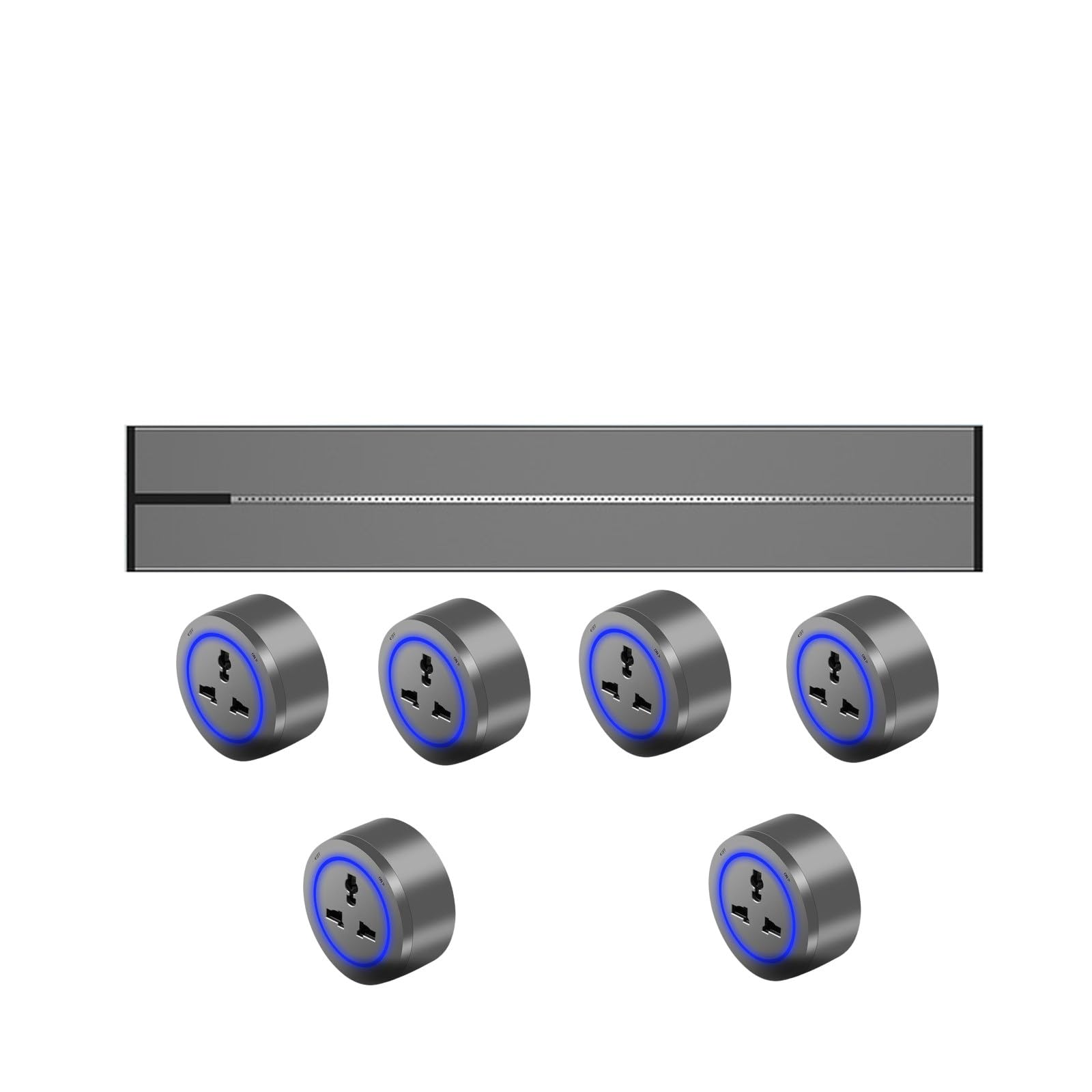 Power Strips Wall-Mounted Removable Power Sliding Track Socket, Anti-Shock, Detachable Supply(Gray,0.6M)