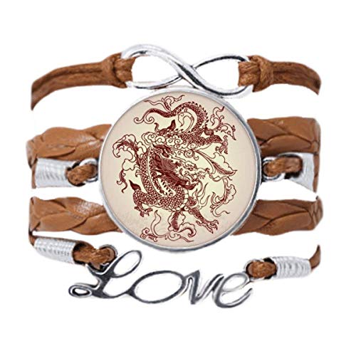 Dragon chinois bracelet en cuir noir et corde tordue pour sublimer vos tenues