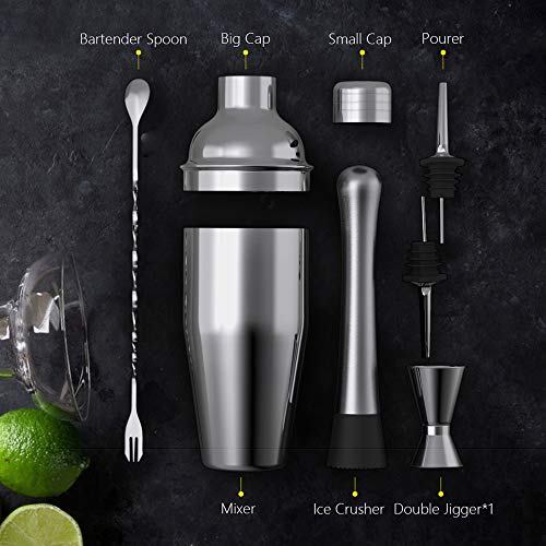 DECDEAL Conjunto de 6 peças para coquetel Boston Shaker Mixer Conjunto de ferramentas para fazer beb