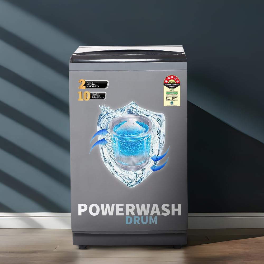 sharp 9 kg fully automatic top load washing machine with toughened glass (es-t90n-gy, inox grey, soft close, hot & cold water dual inlet, add laundry)