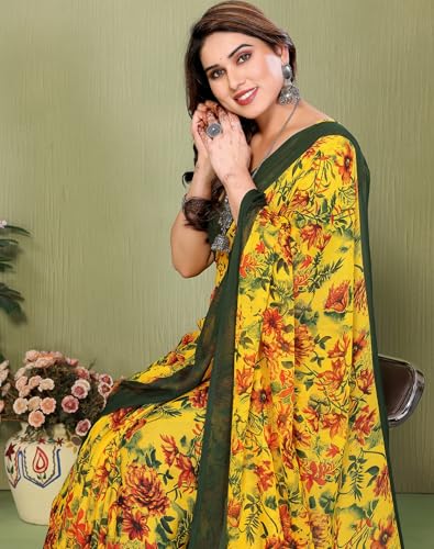 Image of Yashika Women's Georgette Saree with Blouse Piece for Traditional Ethinic Wear Sari