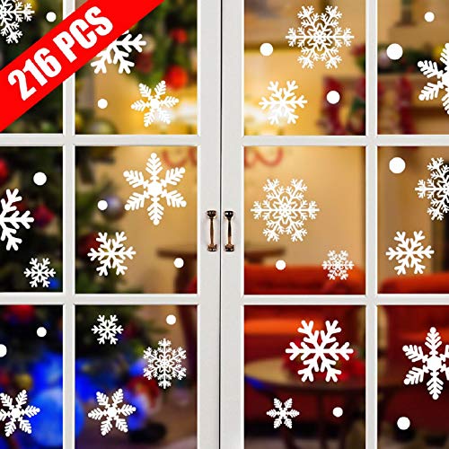 Tuopuda 108 Weihnachten Schneeflocken Fenster Deko Schneeflocken Aufkleber Statisch Fensterbilder (108 Schneeflocken)