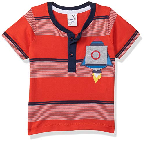 Image of Max Boy's Striped Henley Neck Regular Fit T-Shirt