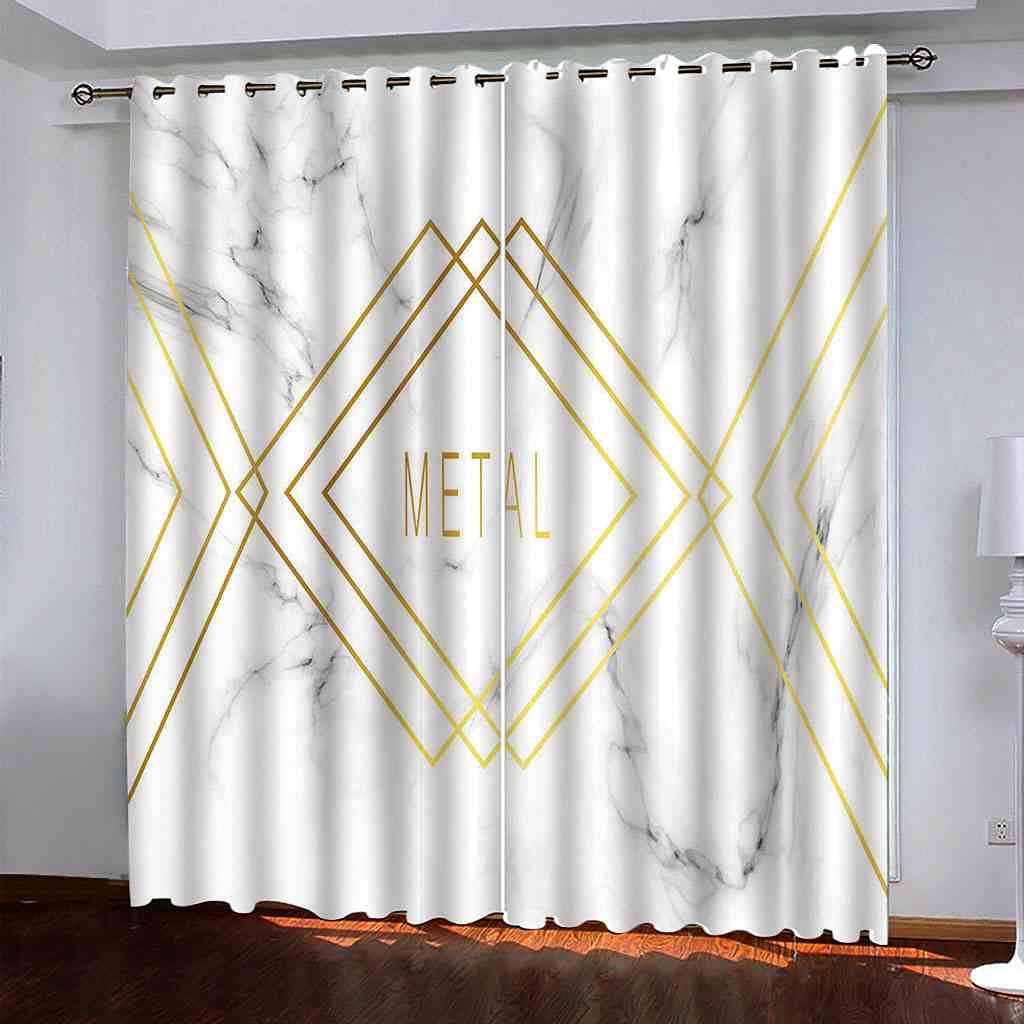 Rideaux occultants de marbre aux lignes dorées 3D en polyester pour une déco chic