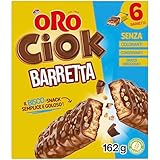 Oro Ciok Barretta, Biscotto Fragrante Coperto di Cioccolato al Latte e Ripieno di Riso Soffiato e Cacao, Merenda Semplice e Golosa, Fonte Naturale di Fibre, 162g (6 monoporzioni da 27g)