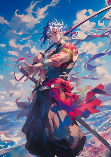 Image of NIJUKA Anime Printed A4 Size Metal sheet Poster For Home And Room Decoration | For Anime Art Fans Boys And Girls (Uzui Fan Art Look)