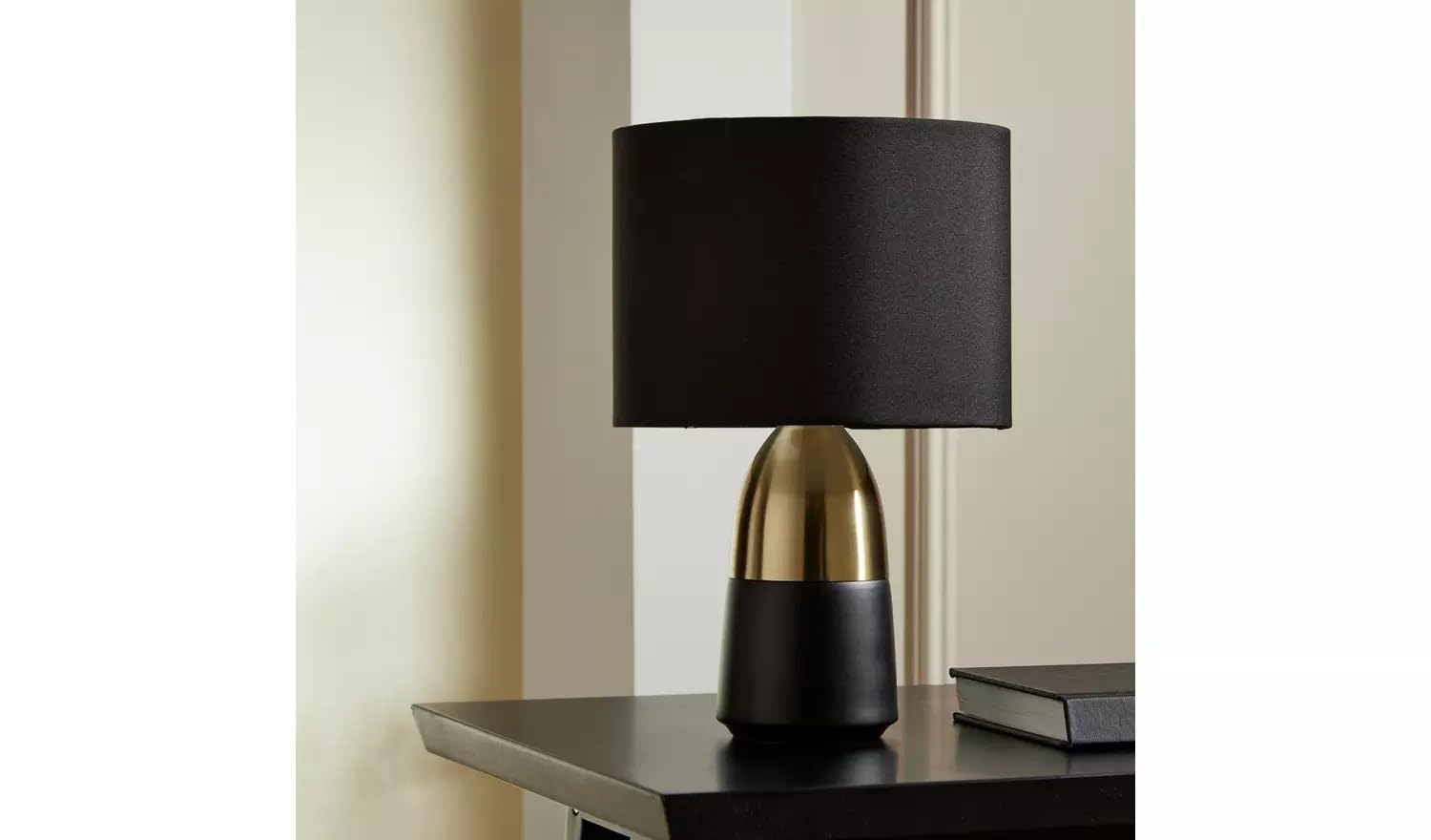 Duno Touch Table Lamp, Modern Copper and Pink Lighting Fixture (Brass & Black)