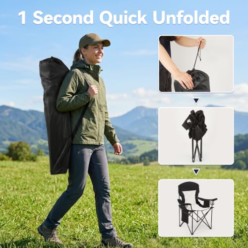 Silla de Camping Plegable Reforzada para Adultos, Acolchada, Capacidad 330 LBS, HAPUDAU HC2601 miniatura 3