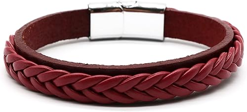 Pulsera larga de cuero tantian para hombres y adolescentes, pulseras de cuero de moda con cierre de acero inoxidable, pulseras elásticas étnicas