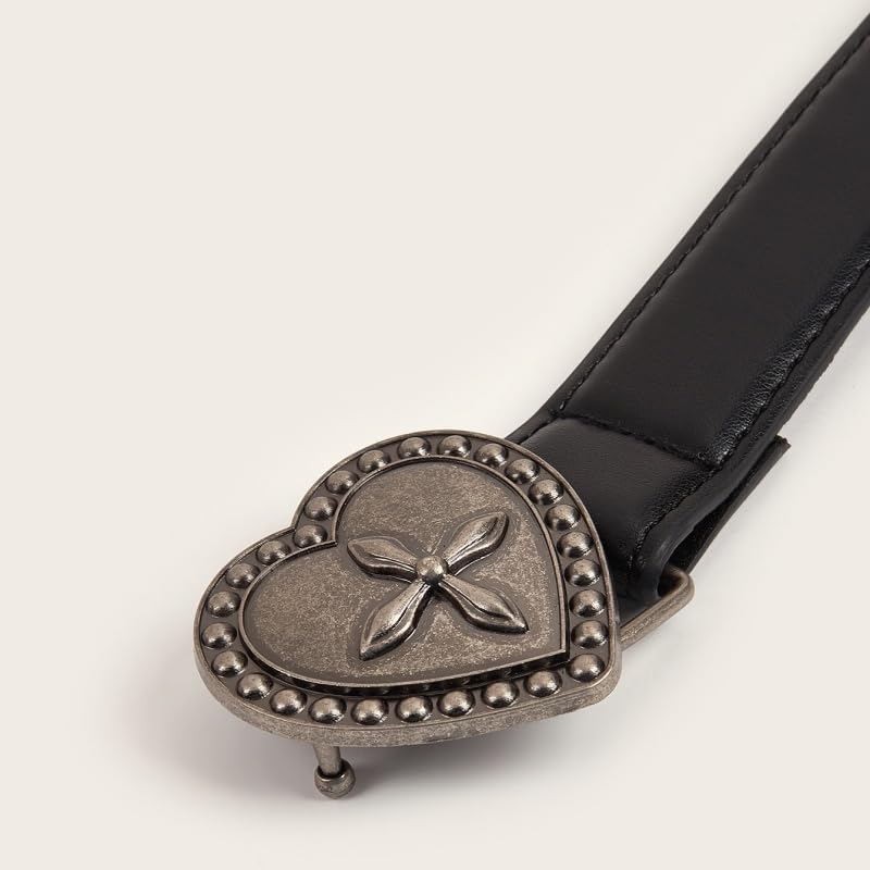 Women's Fashion Retro Y2K Delicate Belts Heart Love Shape Silver Buckle Waist Belt2