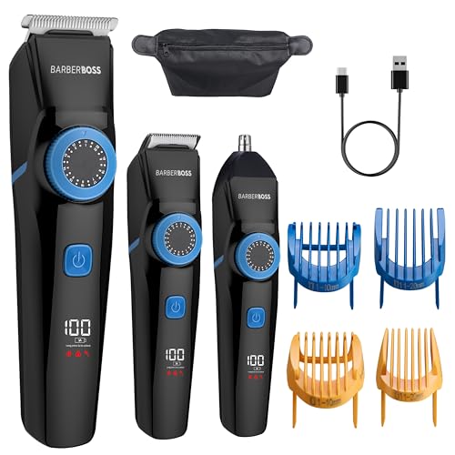 Tondeuse à barbe BarberBoss 3 en 1 avec molette de précision et embout nez oreille