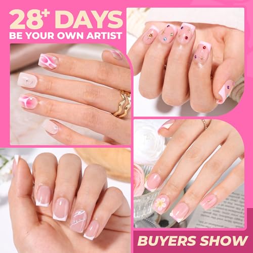 Image of UNA GELLA Extra Short Square Nail Tips 504PCS - XS Sharp Square Pre-Etched Soft Gel Full Cover Acrylic False Nails, Press On Nails for French Style DIY Salon at Home, 12 Sizes