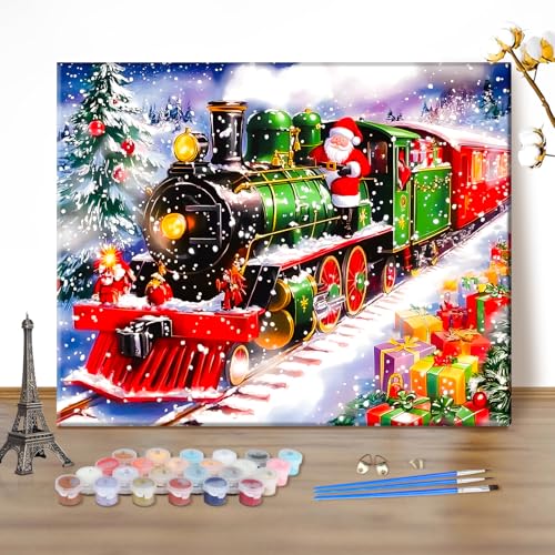 MEIYUDA Weihnachten Malen Nach Zahlen Erwachsene, Weihnachtsmann DIY...