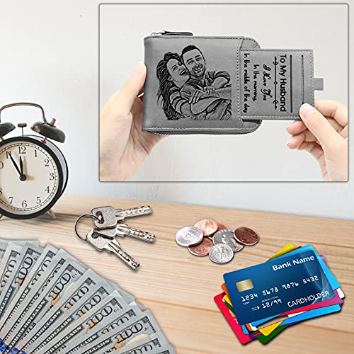Amlion Personalized Wallets for Men Engraved,Custom Mens Photo Picture Text Wallet for Father,Husband,Son Gifts4