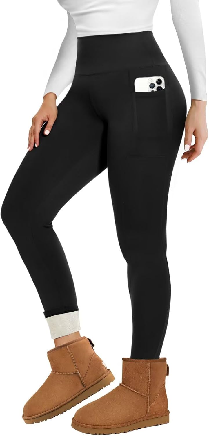TNNZEET Fleece Lined Leggings Women UK High Waisted Thermal Pants Womens in Winter