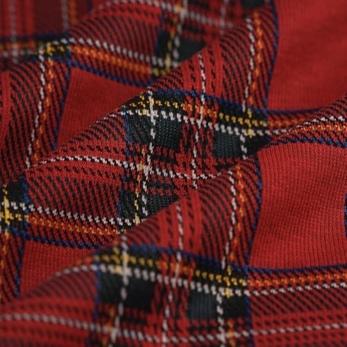 Milano Strickstoff Rot Tartan 160cm – MT Eigenproduktion - 97% Polyester 3% Elasthan - Stoffdichte : Sehr schwer 350 g/m2-160 cm Breite - Meterware