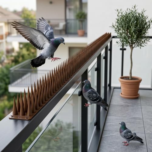 Image of Bird Spike 50 Piece Brown | Pigeon Bird Control Spikes for Balcony, Railing, Window, AC & Roof