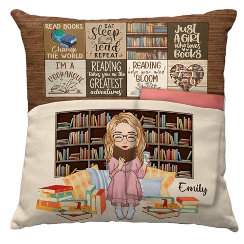 DOPTIKA Personalized Pocket Pillow for Readers (Insert Included), Book Club Gifts for Book Lovers...