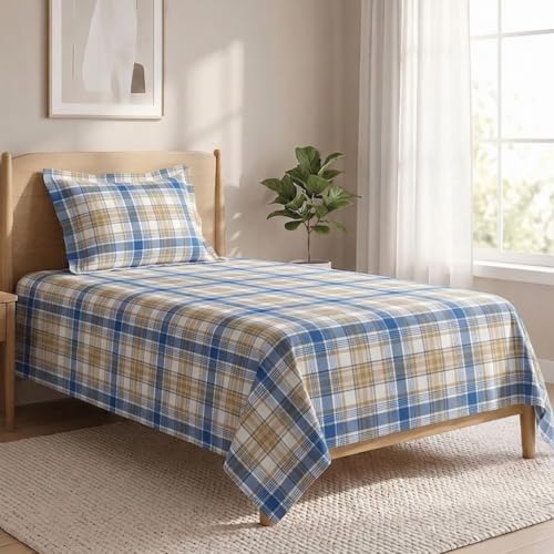 Image of LANE LINEN Symphony 100% Cotton 144TC Single Bedsheet Set, 2 Piece, Printed